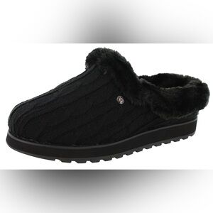 NEW!! Bobs from Skechers Ice Angel Elegant Black Women's Faux Fur Slippers 6.5M